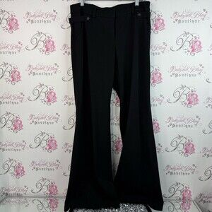Smart Set pants wide leg buckle Black Boot-Cut Dress Pants with Waist Tab Detail